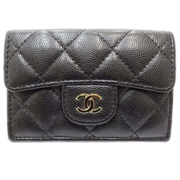 CHANEL Black Caviar Leather Logo Wallet - Picture 2 of 10